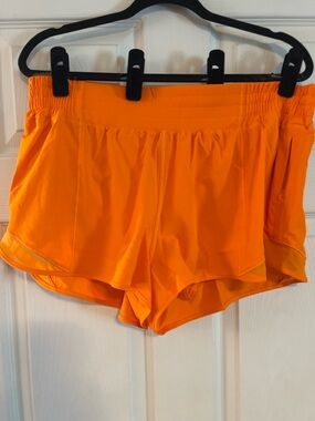 Lululemon Court Rival HR Short 3” Orange Size 14 EUC